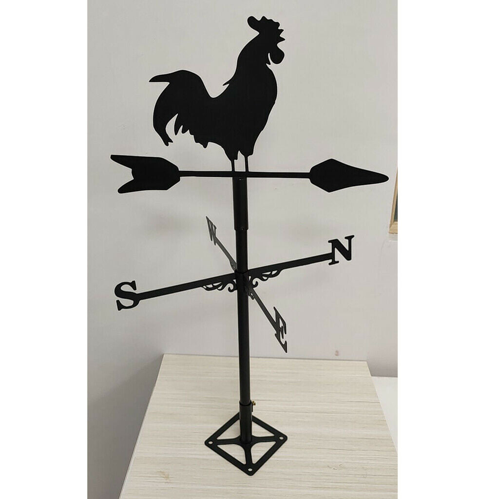 Retro Rooster Shape Weathervane Wind Direction Indicator Stake Ornament