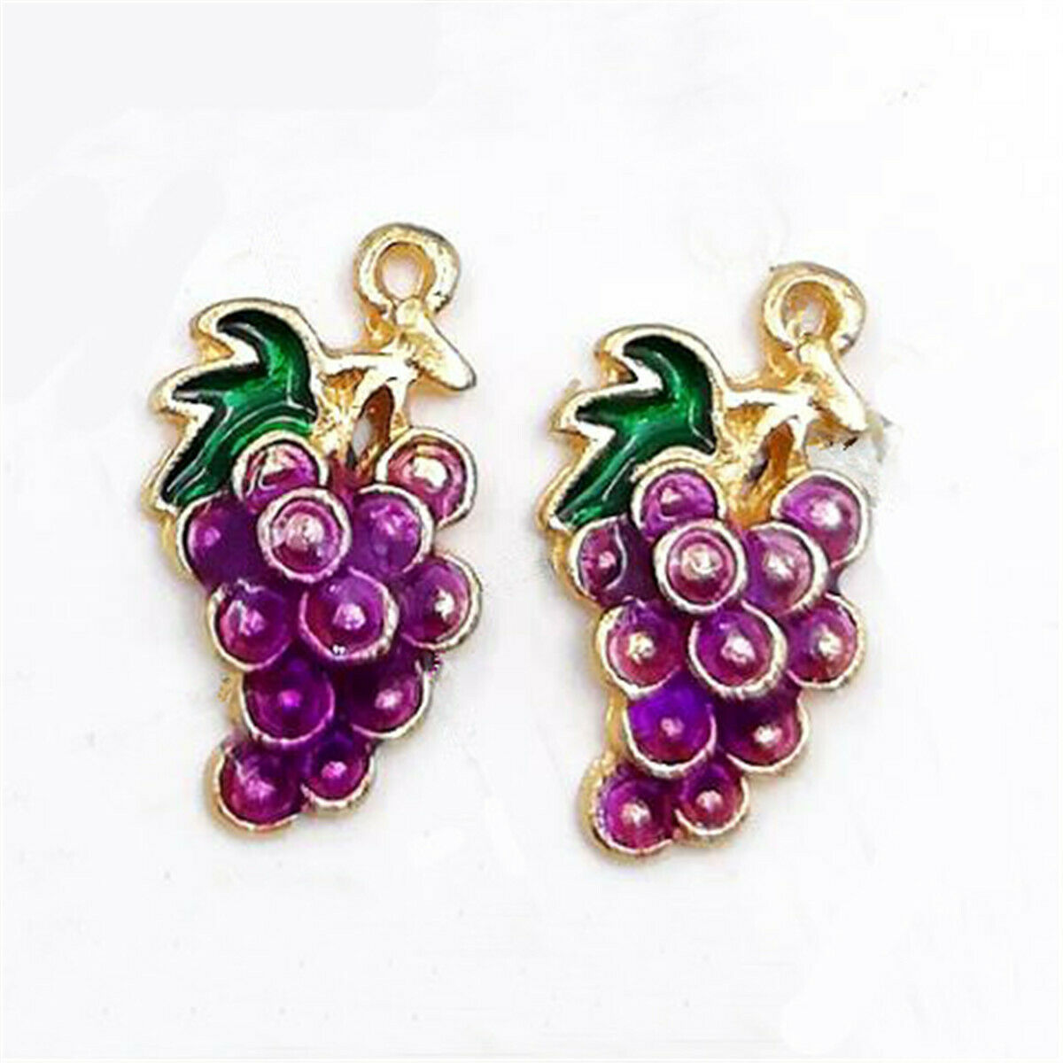 10PCS Purple Grape Fruit Enamel Charm Pendant For Jewelry DIY Finding Making