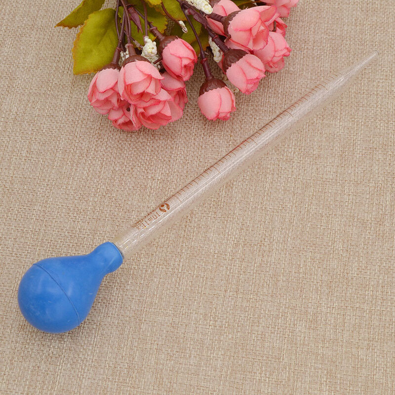 Rubber Head Glass Dropper 10ml Graduated Scale Line Transfer Pipettes Lab Tool
