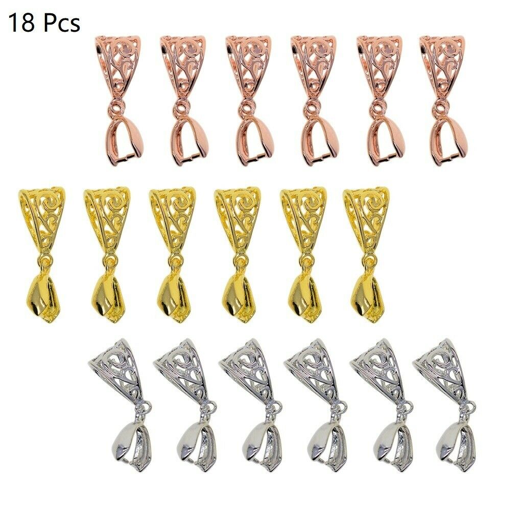 18X Mixed Color Jewelry Findings Bail Connector Pinch Clasp Pendant Making