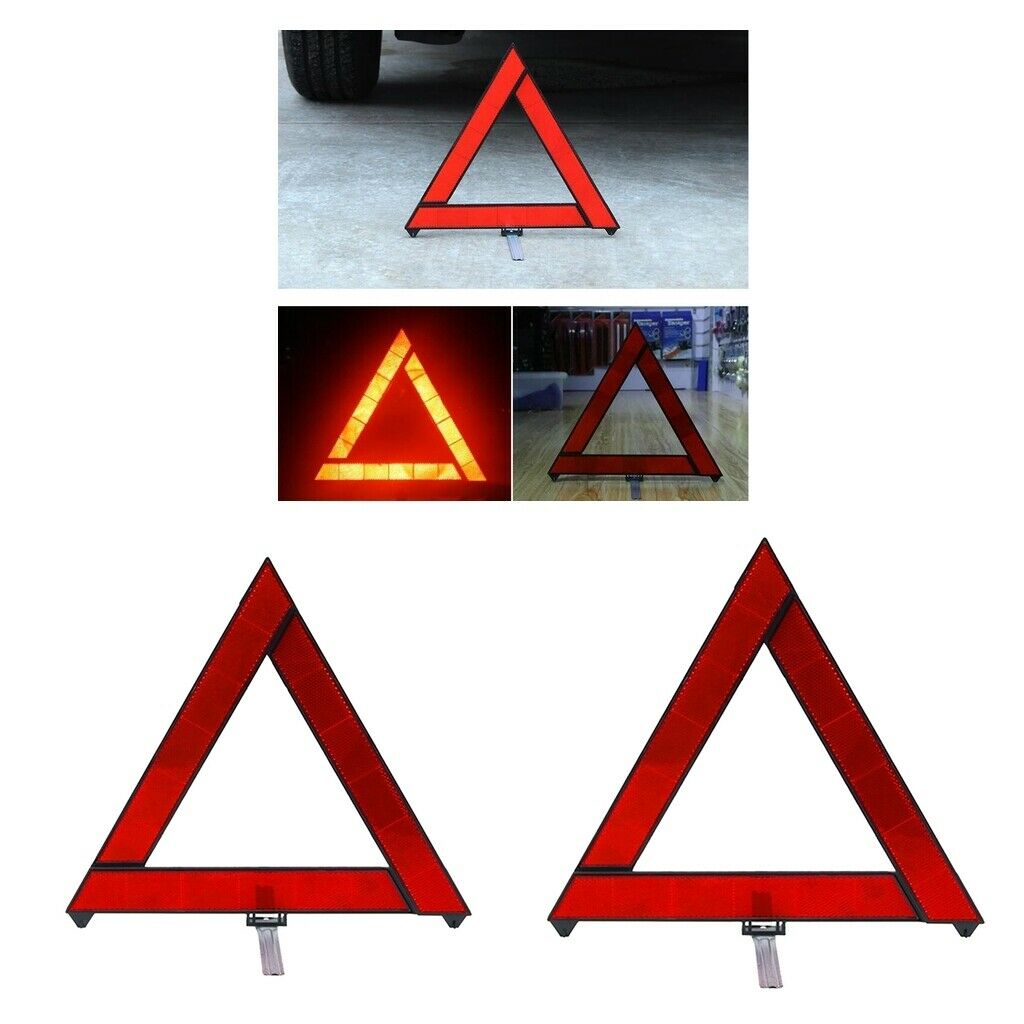 2x Car Emergency Triangle Reflective Hazard Tripod Stop Sign Reflector