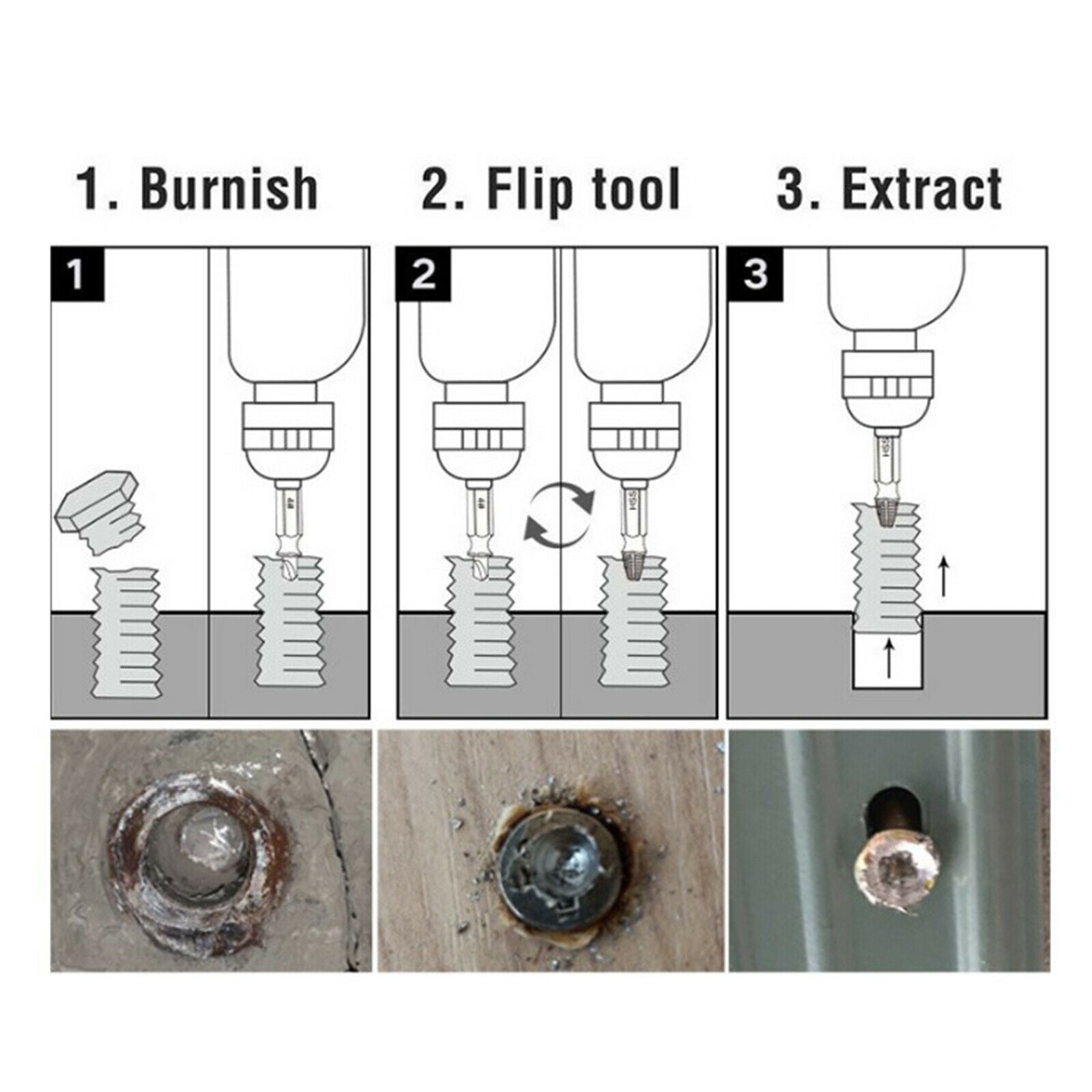 5pcs Screw Extractor Set Removes Damaged & Stripped Screws and Broken Bolts