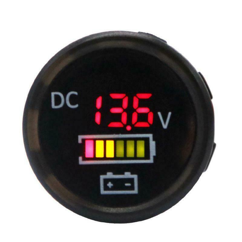 DC 12V/24V Car Boat Voltmeter Battery Monitor IP67 Waterproof LED Voltage Gauge
