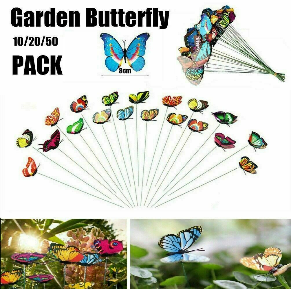 40x Lawn Ornaments Fairy Garden Luminous Butterfly Outdoor Yard Decors AU