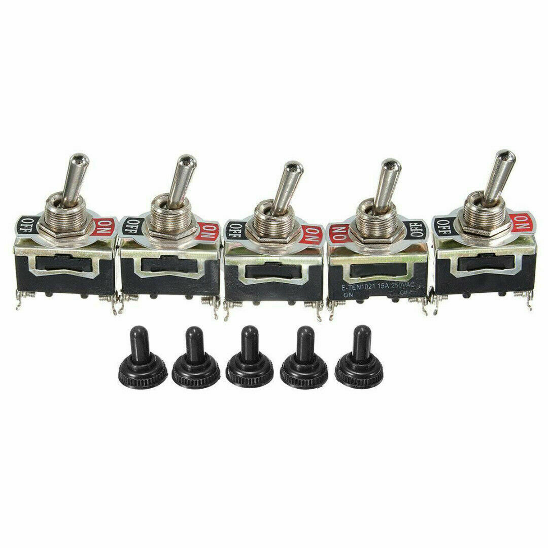 5 Set Waterproof Toggle Flick Switch 15A 250V ON/OFF Car Dash Light Metal