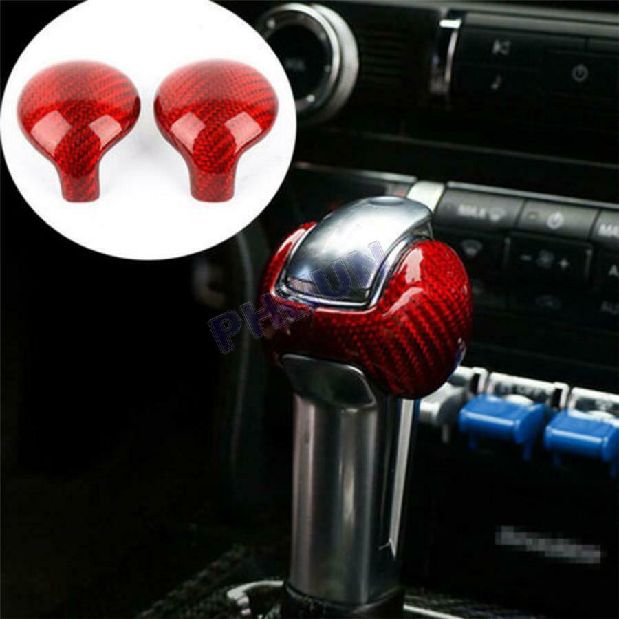 For 2015-2019 Ford Mustang Shift Knob Cover Trim Glossy Red Real Carbon Fiber