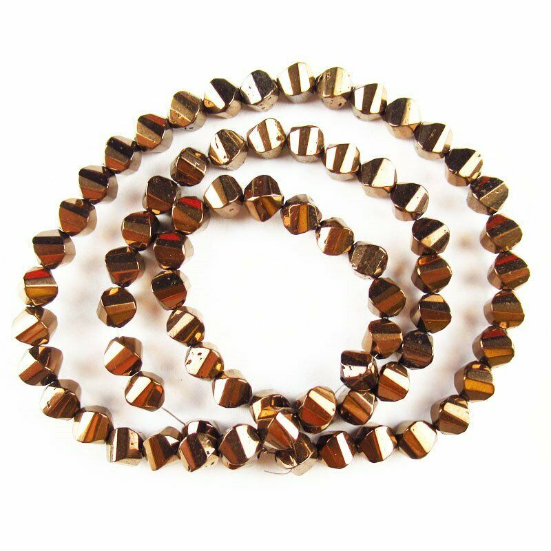 5x5mm Faceted Coffee Hematite Drum Pendant Loose Bead 15.5 inch A-377TS