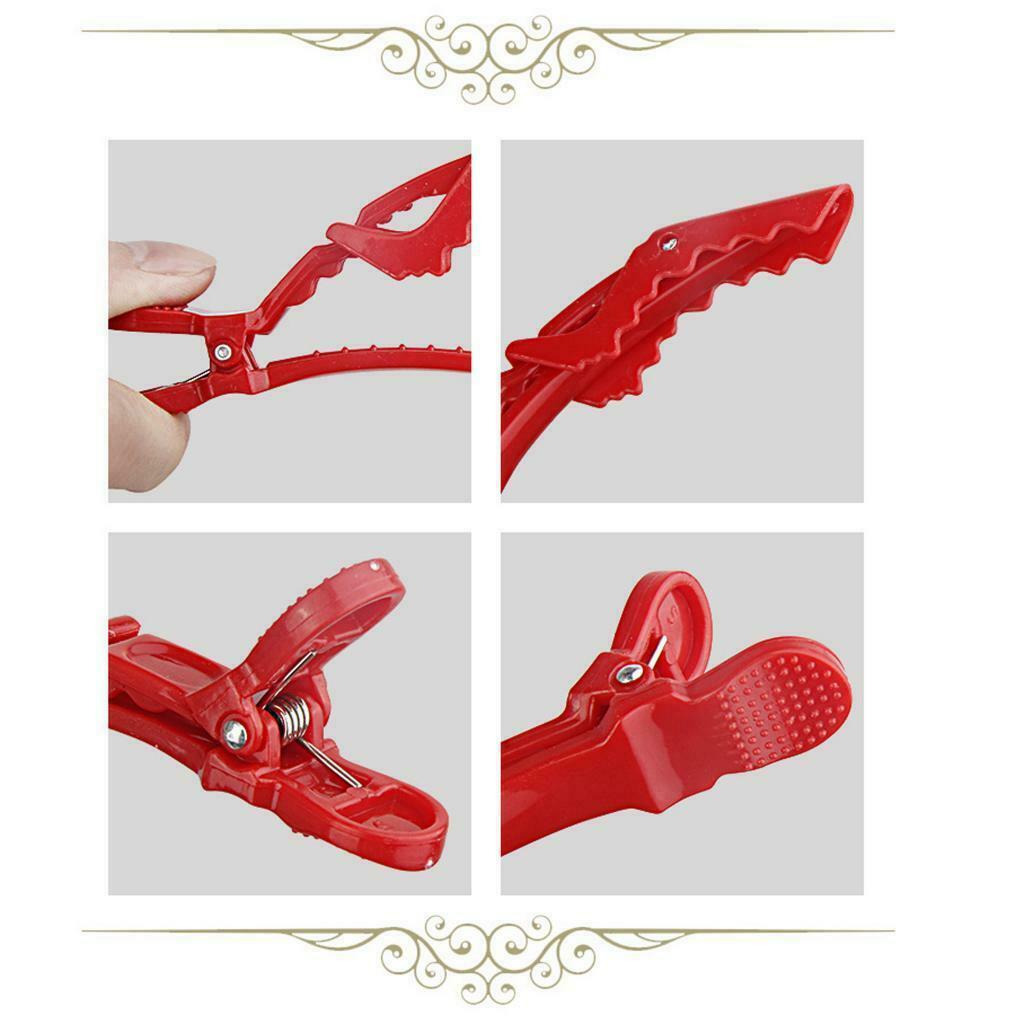 6Pc Makeup Styling Sectioning Hair Clips Hair Styling Alligator Clips Red
