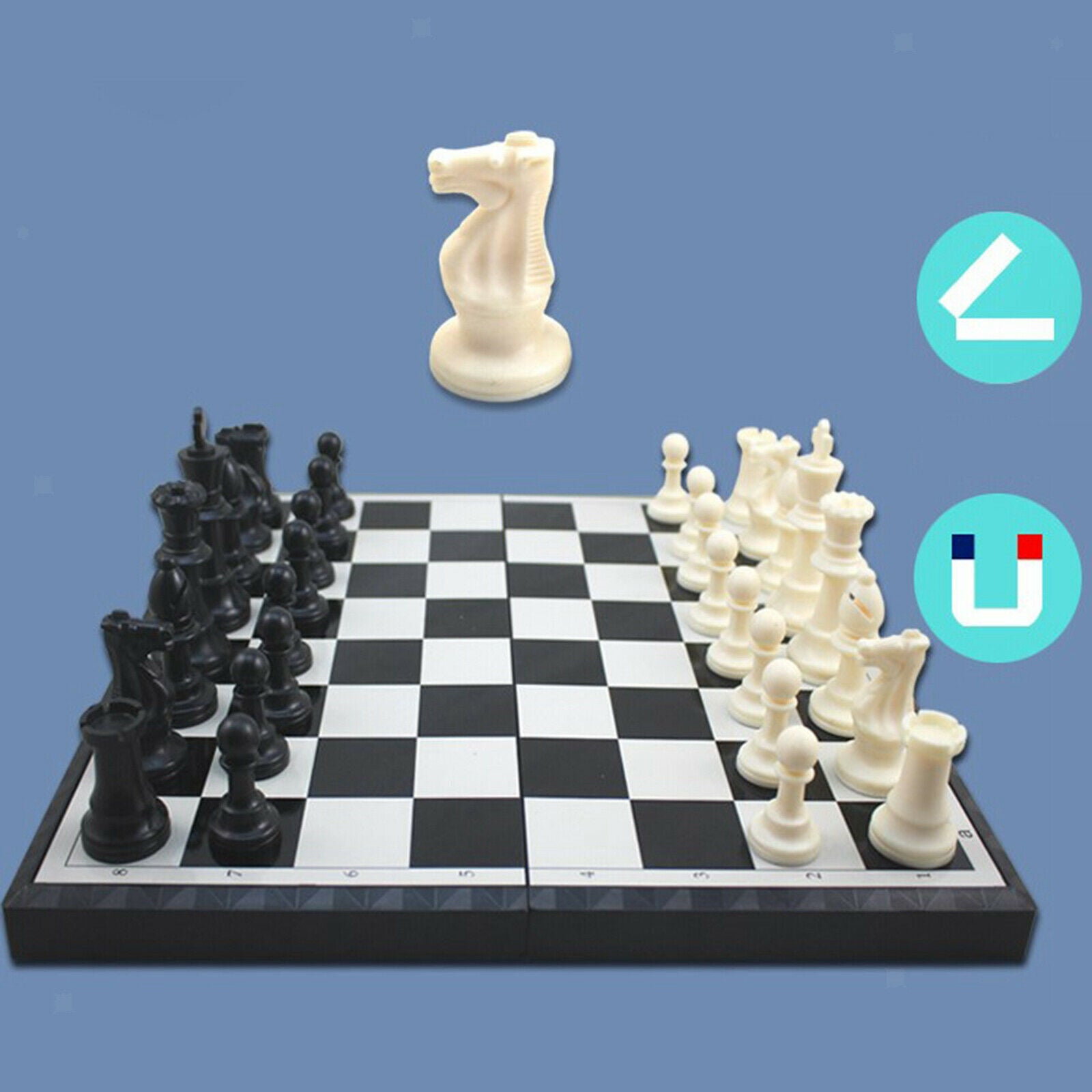 Portable 15"x15" Chess Set Magnetic Chessmen King Queen 2 Players Board Games