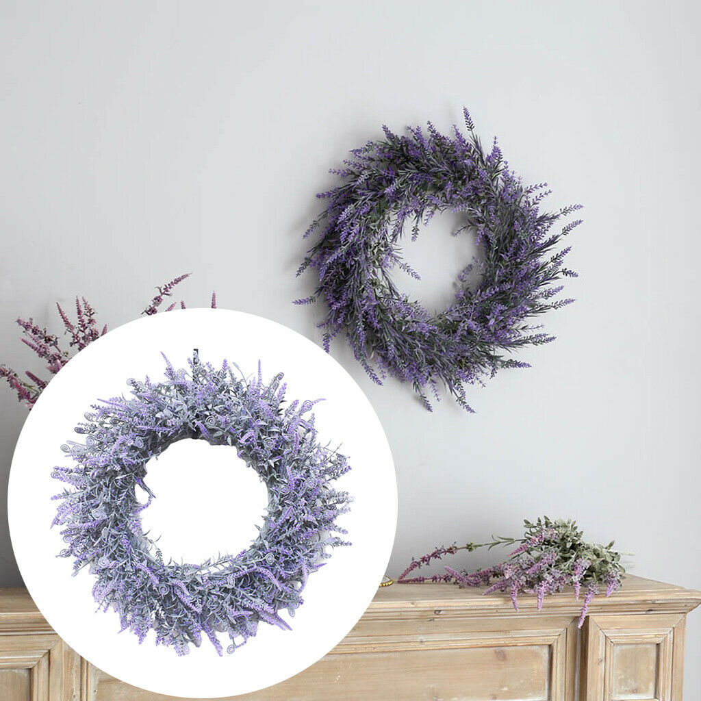 Outside Garden Artificial Lavender Flowers Wreath Front Door Home Art Decors