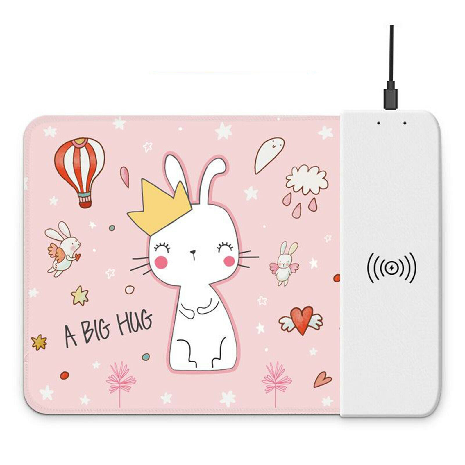 Elegant 10W Wireless Qi Certified Fast Charger Mouse Pad Rabbit