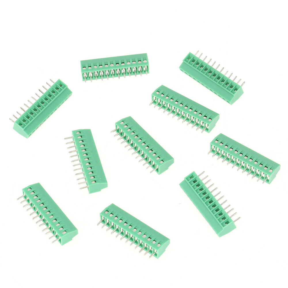 10pcs/set 12 Pin 2.54mm Pitch Green PCB Universal Screw Terminal Block Connector