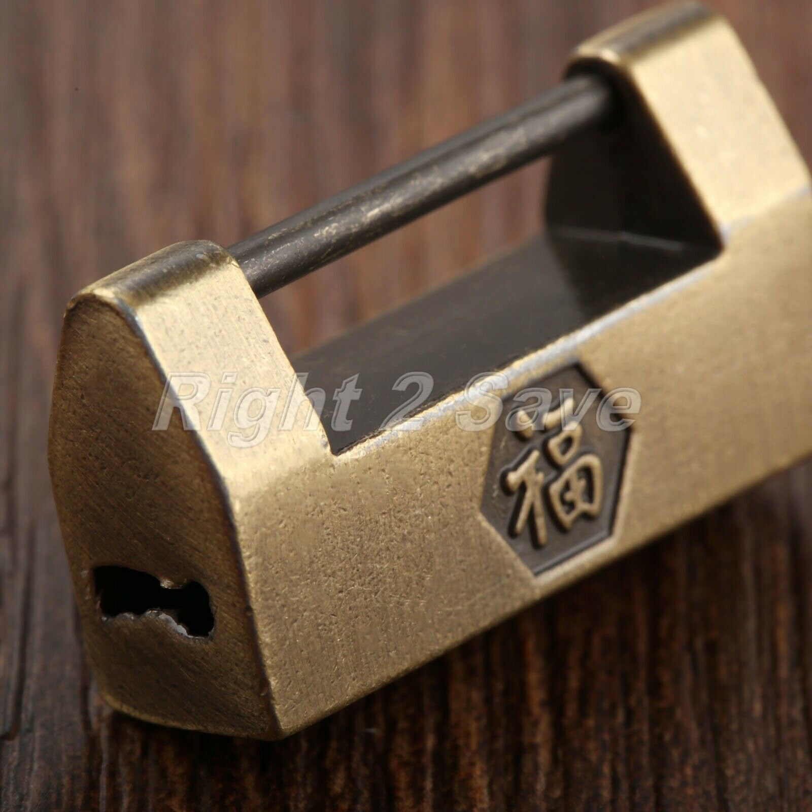 Zinc Alloy Lock Retro Wood Gift Case Jewelry Box Suitcase Padlock Hardware & Key