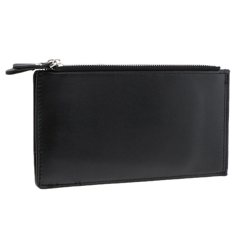 Men's Long Bifold Walllet Card Holder Thin Purse with Zipper Pocket Black