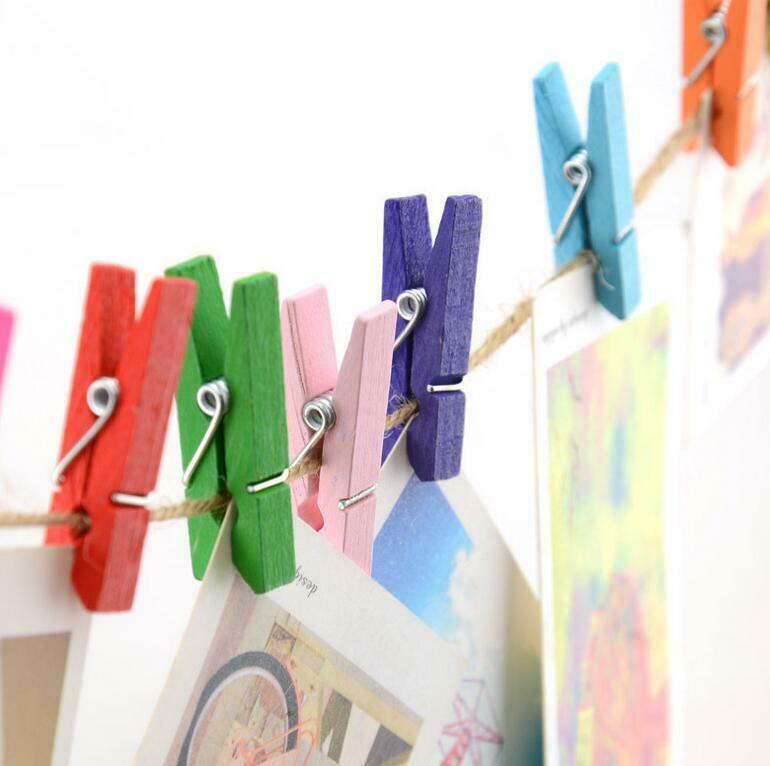 40X DIY Multicolor Wooden Clothe Photo Paper Peg Clothespin Craft Clips 35mm