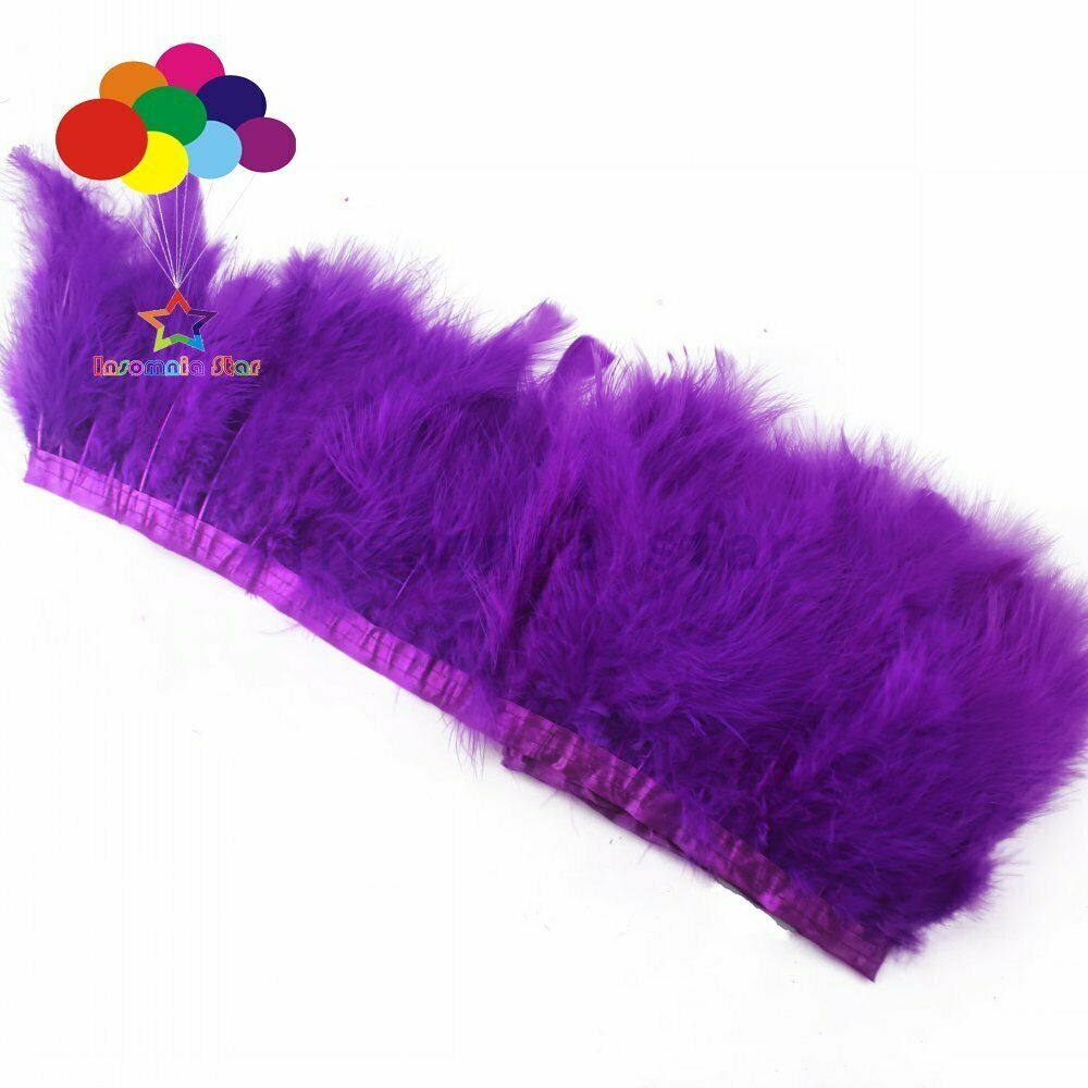 Purple Turkey Marabou Feather Fringe Trim Craft Feathers 6-7 inch Width Pack 2M