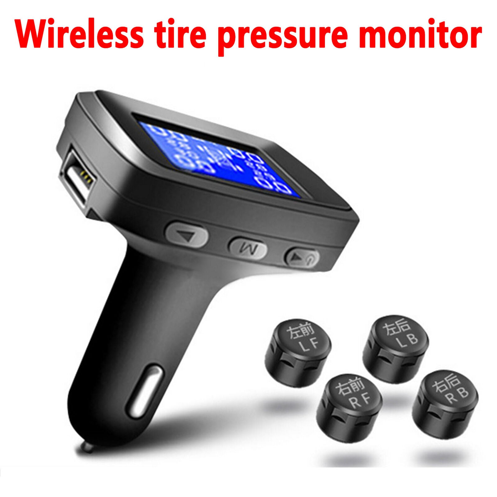 Digital Car Wireless TPMS Tire Pressure Monitoring System w/ 4 External Sensors