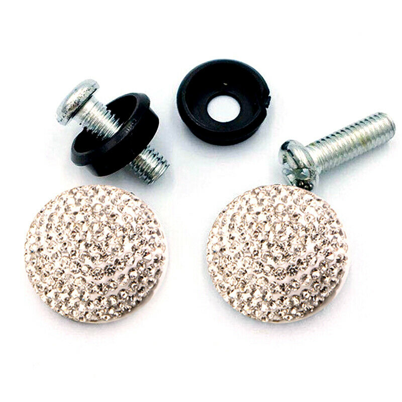 2X Autos Diamond Bling Covers Screw Bolt Cap Crystal Sparkle License Plate Frame