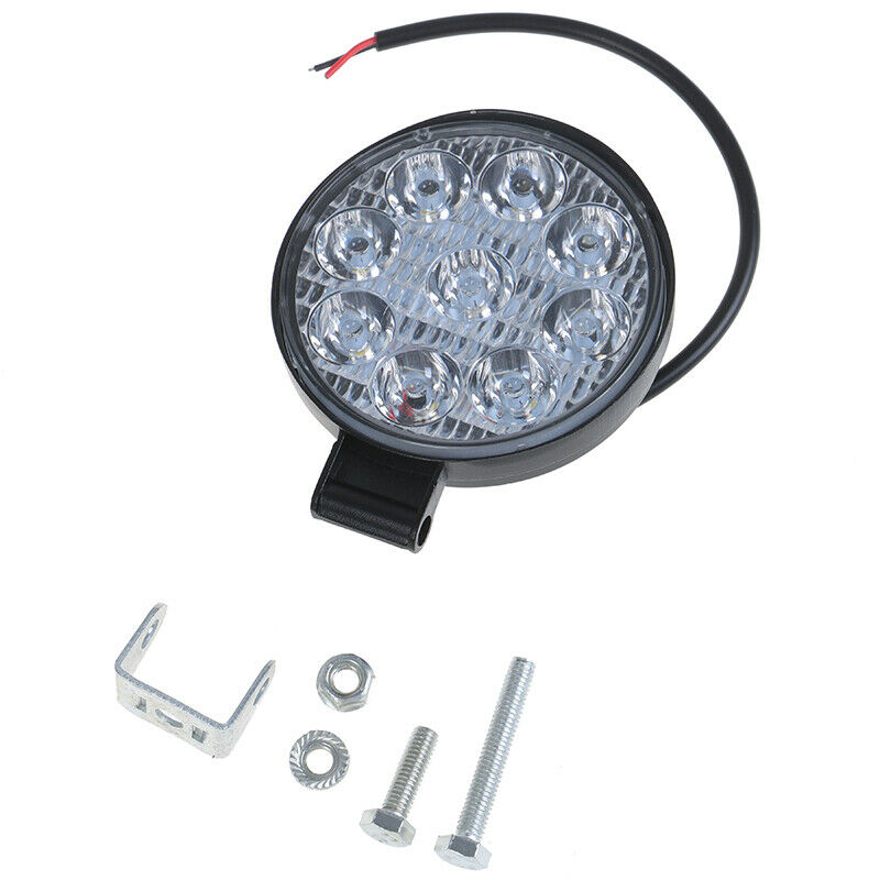 27W Round LED Work Light Flood Beam Offroad Car Driving Fog Lamp 5D LensJ FG