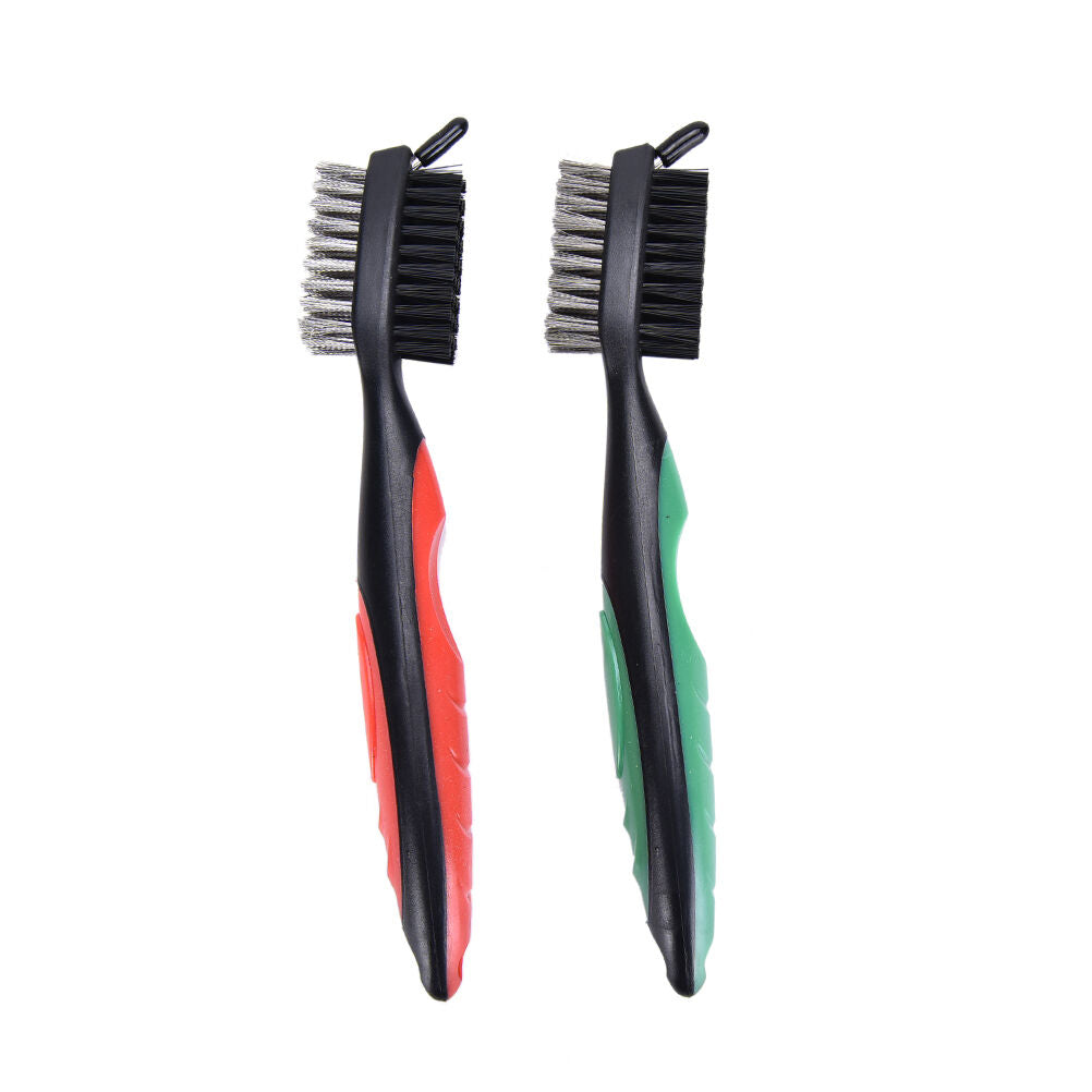 2 Side Brass Wires Nylon Golf Club Brush Groove Ball Cleaner Cleaning Tool h TH