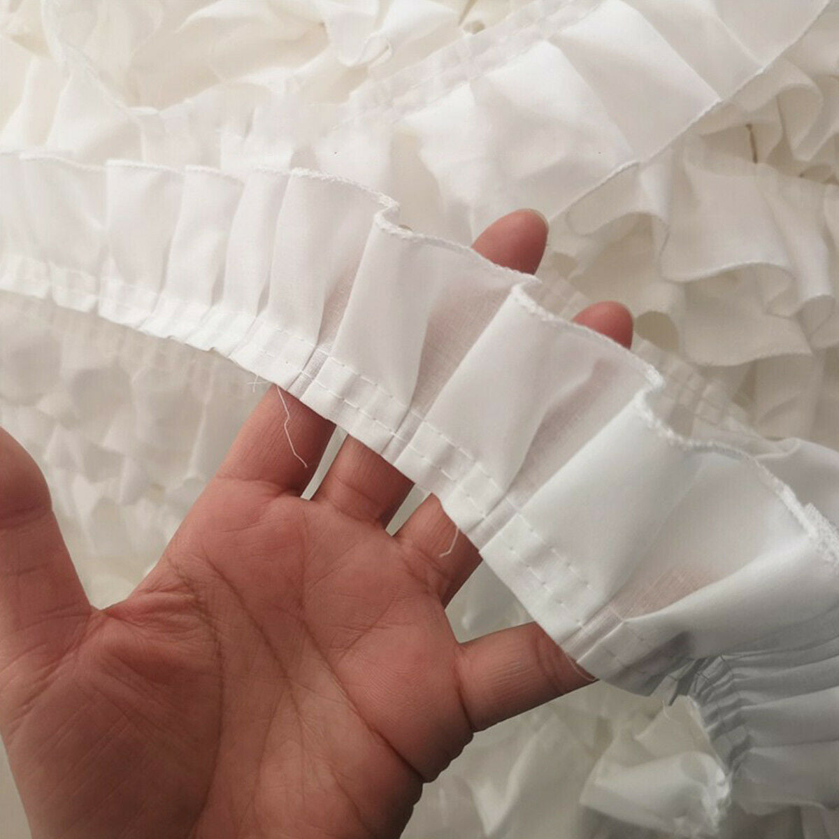 100cm White Pleated Lace Fabric Trim Cotton Lace Trim  for DIY Sewing Decor
