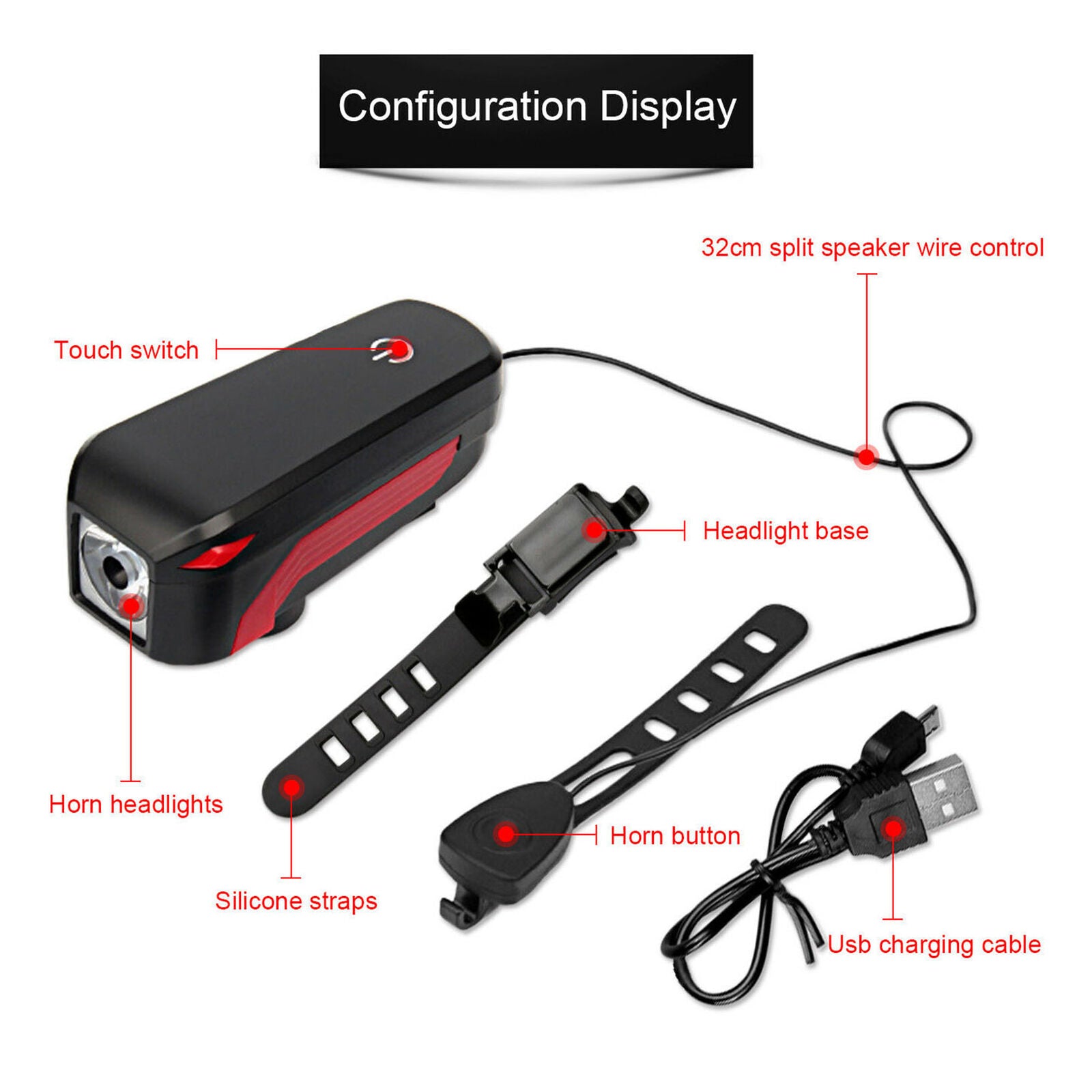 USB Rechargeable T6 LED Bicycle Bike Front Head Light Headlight Lamp +140dB Horn