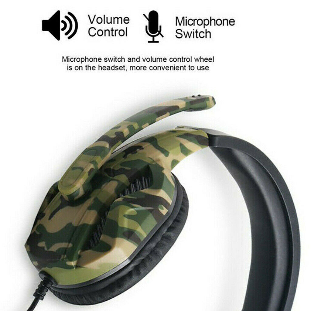 Camo Wired Gaming Headset with Mic for   4 PS4 NS   One 360
