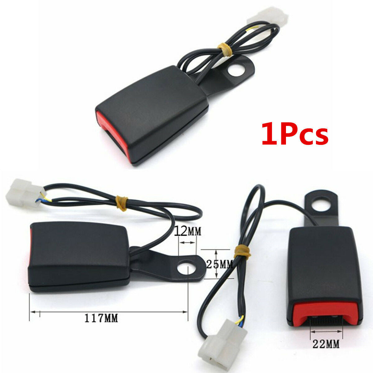 1Pcs 7/8" Auto Car Front Seat Belt Buckle with Warning Cable Seat Belt Lock Plug
