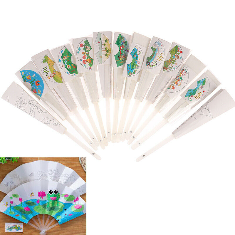 21cm DIY Painting Cartoon Fan For Children Graffiti Origami Fan Art Craft.l8