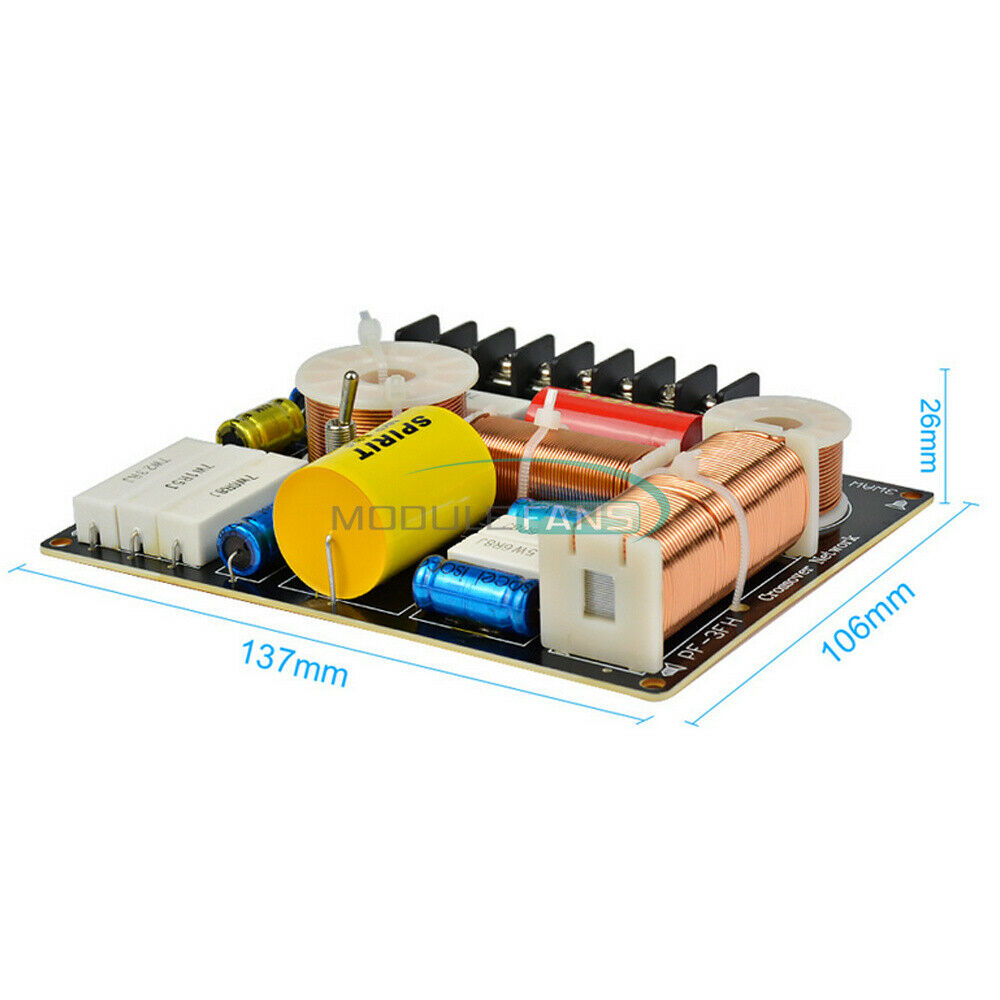 3 Way Crossover Audio  Speakers Frequency Divider 280W Bass Midrange Treble