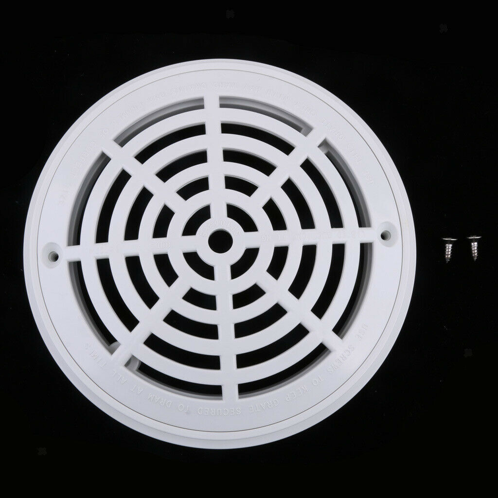 2Pcs Plastic Round 8'' Main Drain Cover Suction Outlet Accessory White