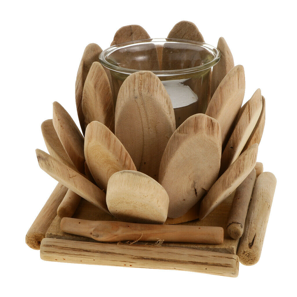 Lotus Candle Holder, Wooden Tealight Holders Handmade Ornaments Votive Holder