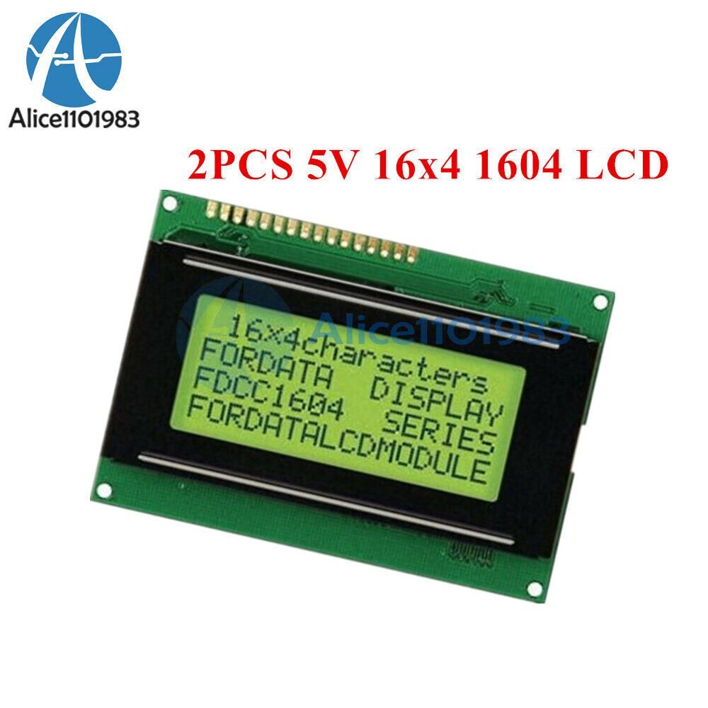 2PCS 5V LCD 16x4 1604 Character LCD Display Module LCM Yellow Blacklight Arduino