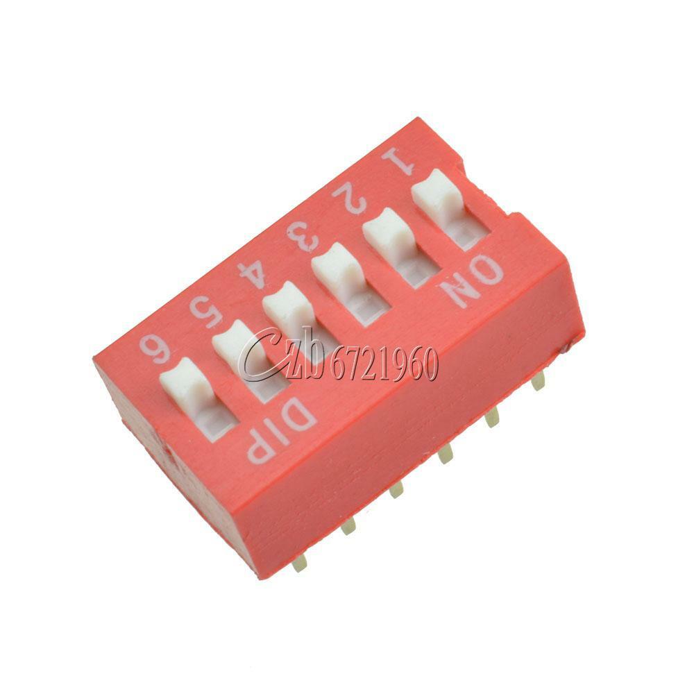 50PCS Red 2.54mm Pitch 6-Bit 6-Positions Way Slide Type DIP Switch Module NEW