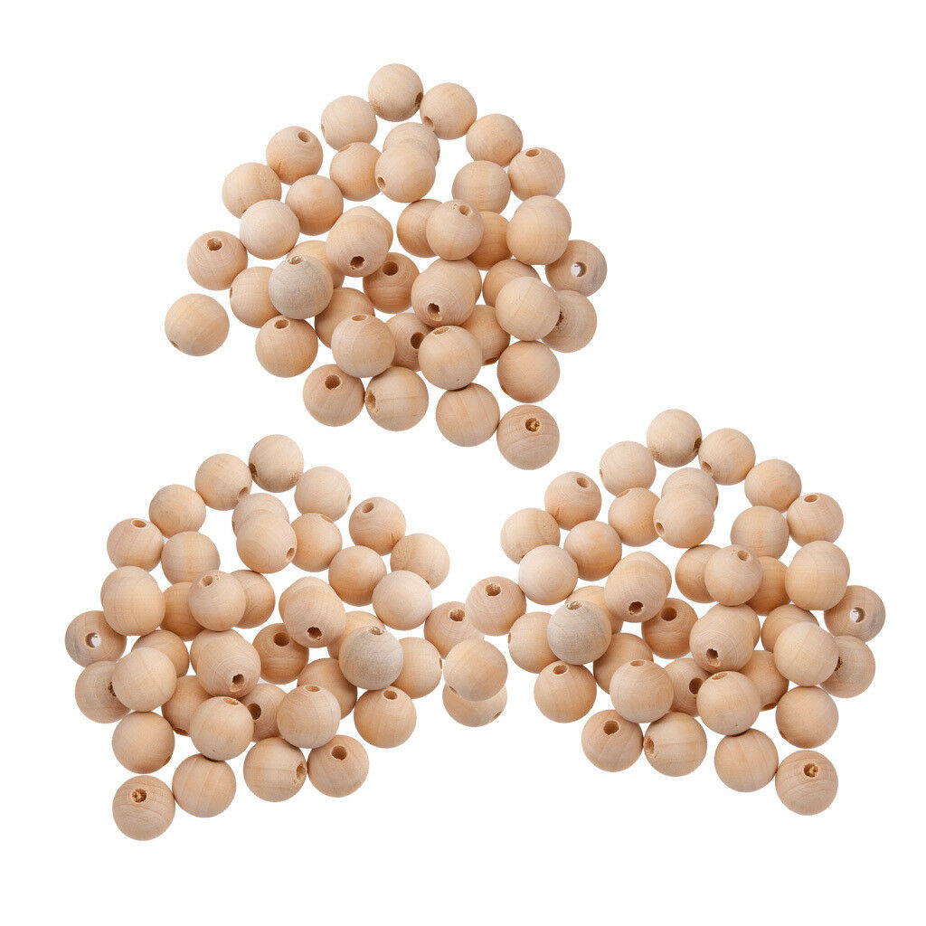 150pcs Natural Wooden Beads Round Untreated Beechwood Loose Spacer Balls