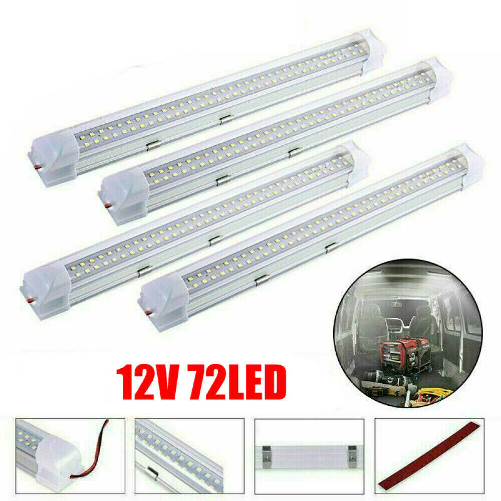 72 LED Interior Light Strip Kit Bar Car Van Bus Caravan ON/OFF Switch 12V