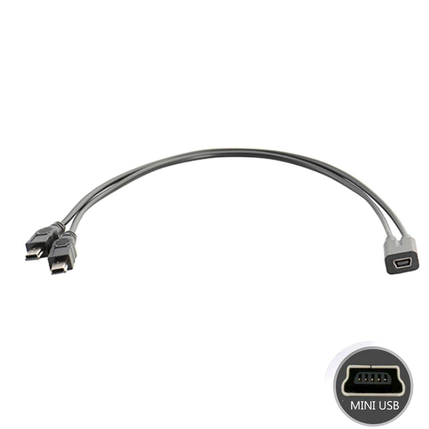 Mini USB Female To Dual 2x Male Splitter Y Extension Charger Adapter Cable mg
