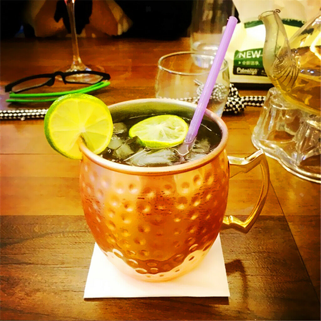 Mug with Handle Moscow Mule Reusable Stainless Steel Straw Beer Bar Drinks