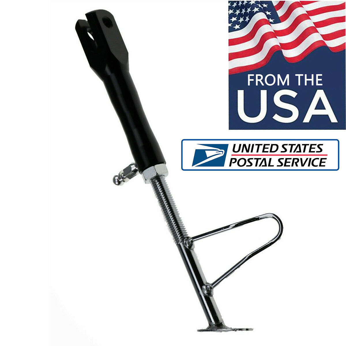 Aluminum Alloy Universal Motorcycle Scooter Kickstand Side Stand Black USPS Fast