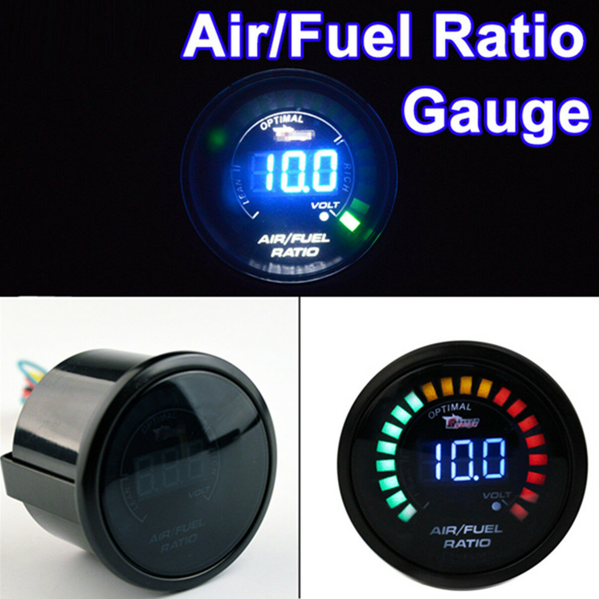 2 Inch 52MM 20 LED Digital Car Air Fuel Ratio Monitor Racing Gauge Analog