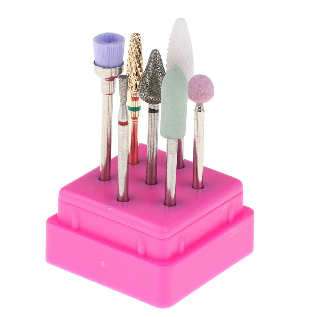 7Pcs Cuticle Clean Ceramic Nail Files Drill Bits Electric Polishing Head 05
