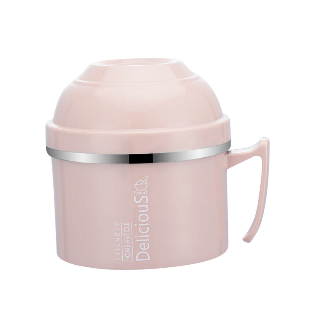 Stainless Steel 3 tier thermal bento Lunch Box Snack Cup With Soup Bowl Pink