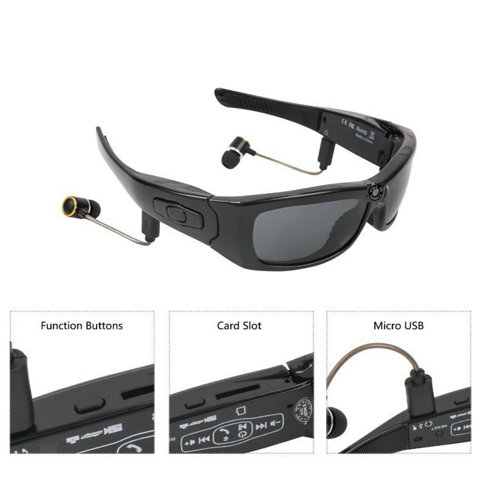 Wearable Smart Bluetooth Sunglasses Headset Camera Cycling Glasses New
