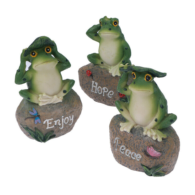 5 Inch Frogs Garden Statues Frogs Sitting On Stone Sculptures Stone Ornam.l8