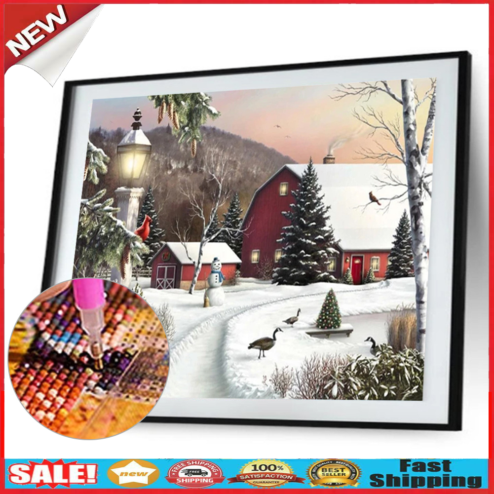 Snow 5D Full Square Drill Diamond Painting DIY Picture for Christmas Decor @