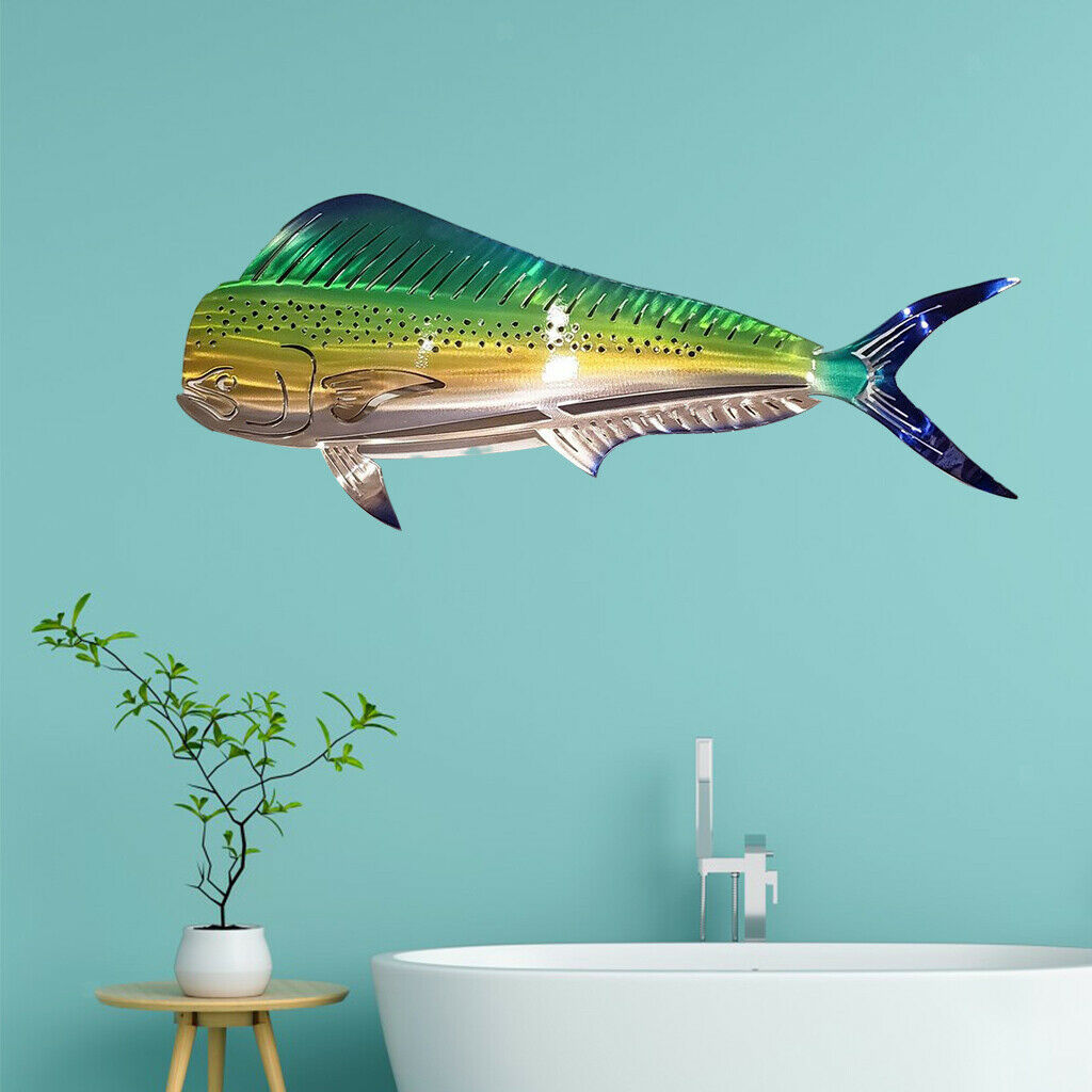 2Pack Metal Shark Wall Decor Art Ocean Fish Hanging Wall Sculpture Bedroom