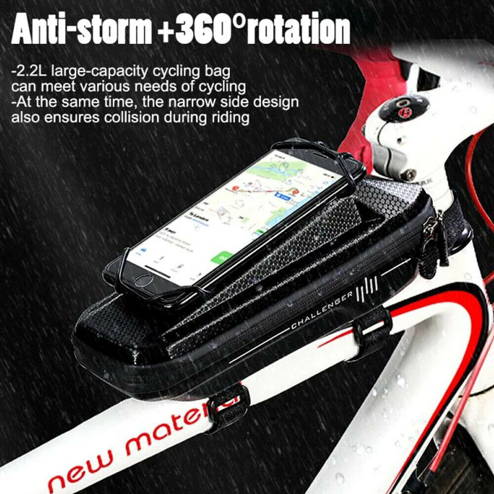 1.8L Waterproof Bicycle Front Top Tube Frame Bag Set for Touch Screen Phone New