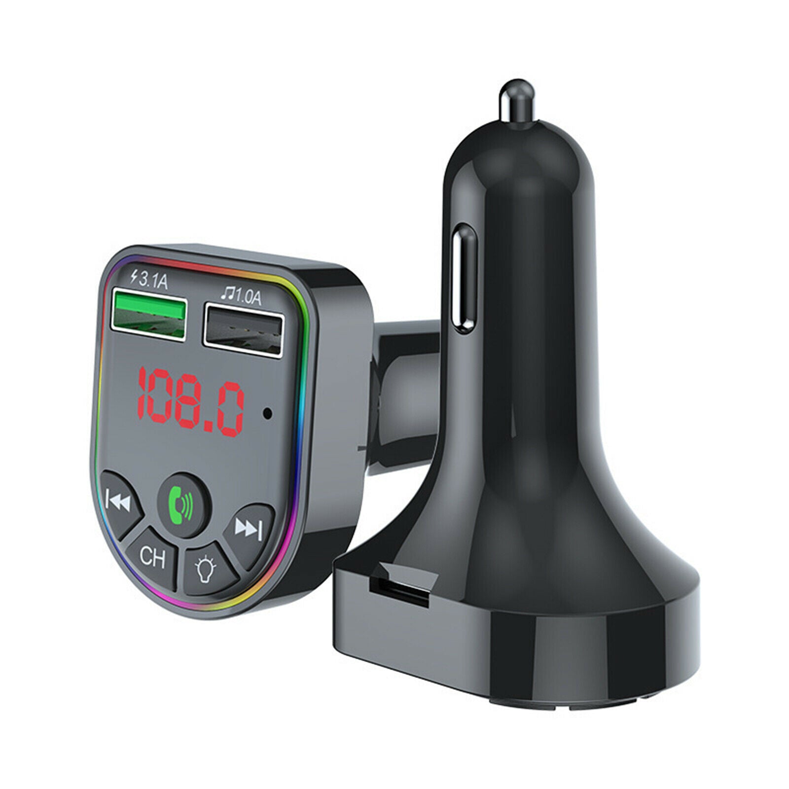 Car Charger Bluetooth FM Transmitter Quick Charge Support TF Card USB Drive