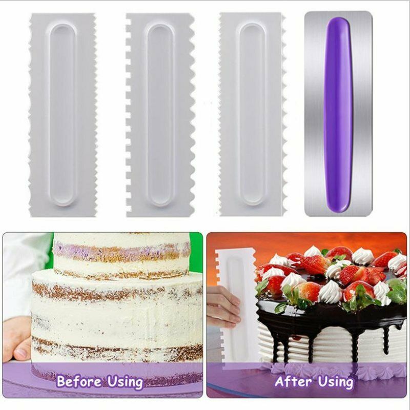 4PCS Stainless Steel Cake Scraper Smoother Edge Kitchen Decor baking toolsBDAU