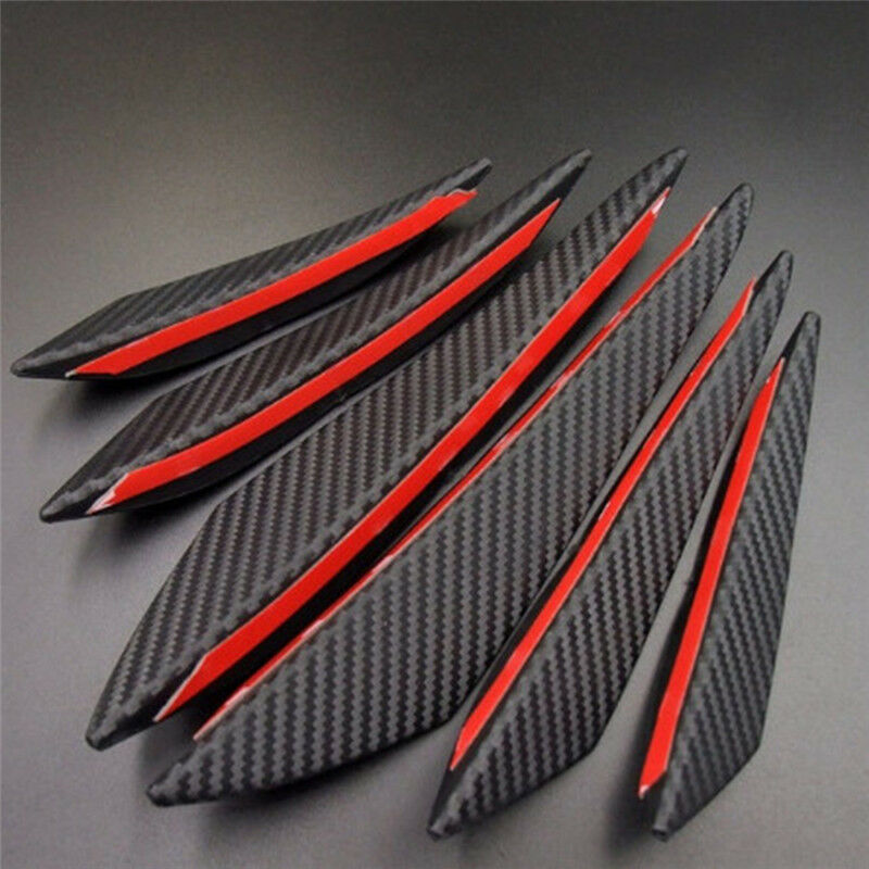 6Pcs Carbon Fiber Style Car Front Bumper Lip Splitter Body Spoiler Canards DD